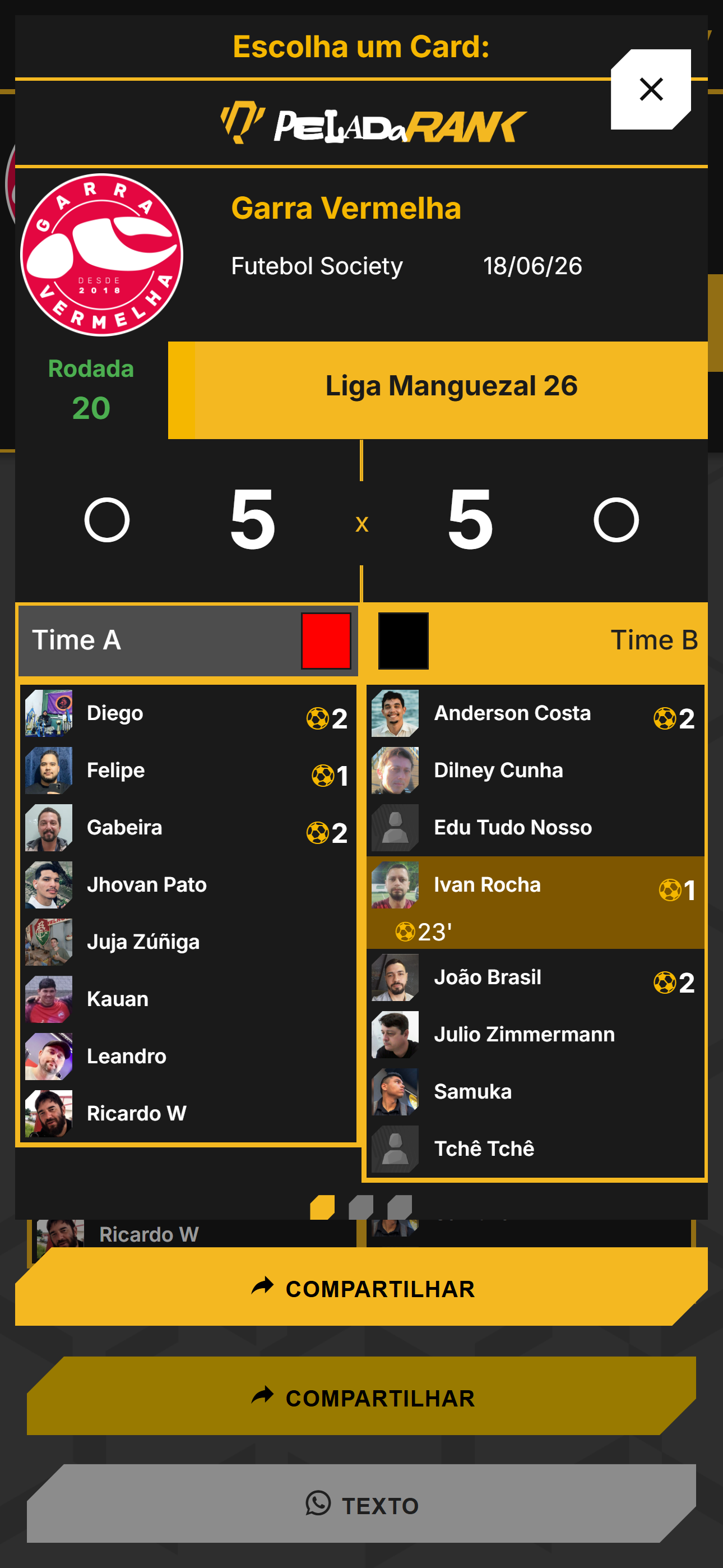 Resultado da rodada